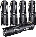 5 Pack SK-68 3 Modes Handheld Mini Cree Q5 LED Flashlight Torch Tactical Lamp 7w 300lm Adjustable Focus Zoomable Light