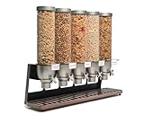 Rosseto EZ522 EZ-SERV 5 Container Table-Top Cereal Dispenser with Walnut Tray, 6.5-Gallon Capacity, 9' Length x 32.6' Width x 26' Height