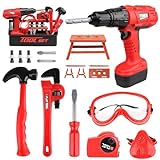 STEAM Life Kids Tool Set for Boys with Power Toy Drill, Toddler Tool Set, Baby Tool Set, Kid Tool Kit, Toy Tool Set with Kid Tool Box and Toy Hammer, Power Drill and Play Tools Set for Kid 3 4 5 6 7 8