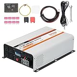 OUBOTEK 3000 Watt Pure Sine Wave Inverter, DC 12V to AC 120V Car Inverter with LCD Display, Remote Control, USB Port, 4 AC Outlets, and AC Terminal Block for RV Boat Camping Solar System and Home Use