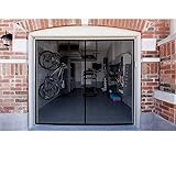Garage Screen Doors for 1 Car Garage, 8x7Ft Magnetic Closure Heavy Duty Weighted Bottom Screen Self Sealing Fiberglass Mesh Anti Annoying Animals Retractable Net-Easy Assembly & Pass-Through (Black)