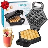 Bubble Waffle Maker - Electric Non stick Hong Kong Egg Waffler Iron Griddle w/Ready Indicator Light - Ready in under 5 Minutes- Free Recipe Guide Included, Make Delicious Waffle Ice Cream Cones, Gift