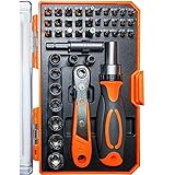 Ratcheting Screwdriver Set TOOLMAK Screwdriver 42 in 1 Ratchet Wrench Set, With Rotatable Ratchet Handles ＆ Storage Case, Household Repair Tool Kits for Bike