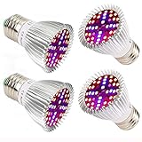 Esbaybulbs 40W LED Grow Light Bulbs E26 4 Pack, Full Spectrum Grow Lamp Red Plant Light for Hydroponics Greenhouse Indoor Plants