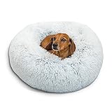 Best Friends by Sheri The Original Calming Donut Cat and Dog Bed in Shag Fur Frost, Small 23'