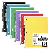 Mead Spiral Notebooks, 6 Pack, 1-Subject, College Ruled Paper, 10-1/2' x 8â€, 70 Sheets per Notebook, Assorted Colors (73065)