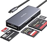ZIYUETEK USB C CF Card Reader,5- in-1 Aluminum Thunderbolt 3 Memory Card Reader for CF, SD/SDHC,TF/Micro SD/MS/M2,CompactFlash Card - Grey