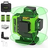 Huepar 4x360 Laser Level Self-leveling 16 Lines Green Beam 4D Cross Line Tiling Floor Tool-2 x 360 Horizontal & 2 x 360 Vertical Laser Lines with Two Li-ion Batteries and Hard Carry Case-LS04CG