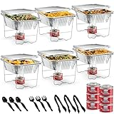 Disposable Chafing Dish Buffet Set, Food Warmers for Parties, Catering Supplies Buffet Display, Complete Premium Set, Half Size Single Pan, Warming Trays (6 Pack)