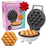 Bubble Mini Waffle Maker - Make Breakfast Special w/Tiny Hong Kong Egg Style Design, 4' Individual Waffler Iron, Electric Non Stick Breakfast Appliance for Ice Cream Treat or Desserts, Fun Gift