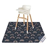 Blissful Diary Baby Splat Mat for Under High Chair, 51 x 51 Inch Splash Mat, Waterproof and Washable Spill Mat, Anti-Slip Floor Protector, Retro Rainbow