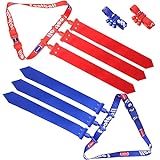 ANCKNE Flag Football Set, 2 Player Flag Football Belts for Kids/Youth/Adult, Includes 2 Adjustable Belts, 6 Flags, Strong Buckle Belt for Kids Players of Flag Football (3 Red & 3 Blue Flags)