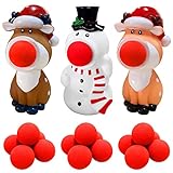 3 Pack Christmas Shoot Ball Popper Toys,Foam Ball Popper Toy,Shoot Pop Foam Ball for Xmas Gifts,Party Favors,Indoor and Outdoor Play,3 Pack with 18 Foam Balls