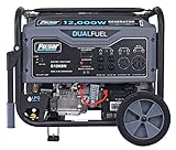 Pulsar G12KBN-SG Heavy Duty Portable Dual Fuel Generator - 9500 Rated Watts & 12000 Peak Watts - Gas & LPG - Electric Start - Transfer Switch & RV Ready - CARB Compliant