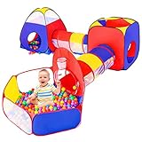 LandCorer 5pc Baby Ball Pits for Toddlers, Kids Play Tent and Play Tunnel, Children Indoor Outdoor Playhouse with Crawling Toys, Boys and Girls Best Birthday Gifts (5 in 1 Kids Play Tent)