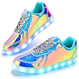 Padgene Women's Men's LED Lights Up Shoes Unisex Low Top Luminous Flashing Trainers USB Charging Lace Up Couples Party Dancing Shoes
