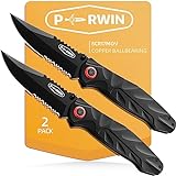 PERWIN Pocket Knife 2 Packs, EDC Knife with 3.1' 8Cr17MoV Blade and Aluminum Handle Small Pocket Knives for Camping Fishing Hiking