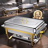 Chafing Dishes for Buffet 4 Pack, 8QT [Elegant Gold and Silver Colors] Stainless Steel Chafing Dish Buffet Set [Sturdy and High Grade] Chafers and Buffet Warmers Sets for Any Party with Complete Set