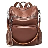 Backpack Purse For Women Fashion Leather Designer Travel Large Ladies Shoulder Bags with Tassel Brown