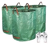 Gardzen 3-Pack 72 Gallons Garden Bag - Reuseable Heavy Duty Gardening Bags, Lawn Pool Garden Leaf Waste Bag