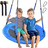 Trekassy 700lbs 40' Round Tree Swing with Handles for Kids Adults 900D Oxford Waterproof 2pcs Tree Hanging Straps Blue