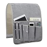 Sofa Armrest Organize remote holder bedside caddy organizer with 5 pockets，non-slip couch remote control holder couch armchair caddy accessories (35'x12.4', Grey)