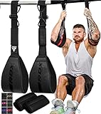 RDX Fitness Hanging AB Straps for Abdominal Muscle Building and Core Training, Maya Hide Leather Strap Steel D-Rings, Pull up Assist Straps, Elbow Hanging Men Women Home Gym Workout Equipment