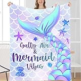 Mermaid Tail Scales Blanket Soft Cozy Warm Throw Blanket for Girls Women Mom Christmas Birthday Gifts Glitter Mermaid Crystal Velvet Blanket On Bed Sofa Couch (XS 40'x30' INCH for Pets/Dogs/Cats)
