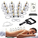 Cupping Therapy Set,18 Therapy Cups Professional Chinese Acupoint Cupping Set,Suction Hijama Cupping Set with Pump Cellulite Cupping Massage Kit for Back Massage,Pain Relief,Physical Therapy