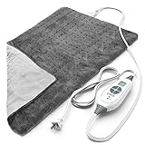 Pure Enrichment® PureRelief™ XL Heating Pad - LCD Controller with 6 InstaHeat Settings for Cramps, Back, Neck, & Shoulder Pain Relief, Moist Heat Option, Machine Washable, 12' x 24' Storage Bag (Gray)