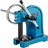 BestEquip Heavy Duty Arbor Press 1 Ton, Ratchet Leverage Arbor Press with Handwheel, Manual Desktop Metal Arbor Press 4-5/8 Inch Max. Working Height, for Riveting Punching Holes