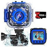 PROGRACE Kids Camera Waterproof Boys - Toy Gifts for Boy Kids Video Camera Underwater Recorder HD Kids Digital Camera Toddler Children Camcorder Age 3 4 5 6 7 8 9 10 Year Old Birthday Presents