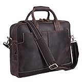 Polare Leather Briefcase for Men Business Travel Messenger Bags 15.6 Inch Laptop Satchel Bag