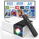 Faltopu Mini Projector, 2022 Upgraded Brightness, 1080P Supported Outdoor Projector, 2.4 Inch Portable Movie Projector for Home Theater Compatible with TV Stick HDMI USB AV