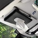 SEMBEM Tissue Box Holder for Car, Car Napkin Case, Hanging Paper Towel Clip, PU Leather Paper Carton, Mask Holder for Car-Black