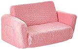 Delta Children Cozee Flip-Out Sherpa 2-in-1 Convertible Sofa to Lounger for Kids, Pink