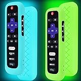 2 Pack Remote Case/Battery Cover for TCL Roku Smart TV Steaming Stick Remote, Silicone Protective Controller Universal Sleeve Skin Glow in The Dark Blue and Green