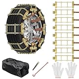 LILYPELLE Upgraded Snow Chains 8 Pack, Tire Chains for Cars/SUVs/Pickup Trucks, Emergency Anti Slip Tire Traction Chains Universal Snow Tyre Chains for Tyres Width 215-285mm