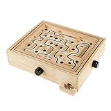 Labyrinth Wooden Maze Game with Two Steel Marbles, Puzzle Game for Adults, Boys and Girls by Hey! Play! , Tan