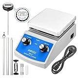 Magnetic Stirrer Hot Plate w/Thermometer, Max.716℉ Hot Plate with Magnetic Stirrer, 2000mL Mixing Capacity Magnetic Hotplate Stirrer w/Stir Bar & Support Stand Blue