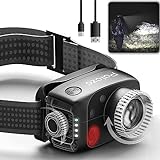 Palozo Exclusive 'Stepless Dimming & Zoom' Rechargeable Headlamp, 800-Lumen Led Headlamp for Camping, Fishing, Night Repair, Dog Walking, Head Lamps Led Rechargeable, Head Lights for Forehead