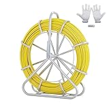 VEVOR Fish Tape Fiberglass, 1/4 in, Electrical Fish Tape 656ft, Duct Rodder Fishtape Wire Puller, Cable Running Rod with Steel Reel Stand 6MM x 200M