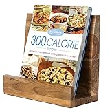 MyGift Tabletop Wooden Cookbook Stand, Solid Acacia Wood Recipe Book Holder, Countertop Tablet Easel Stand