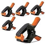 WOCTEC 5 Pack Spring Clamps Heavy Duty- 6 Inch Plastic Clamps for Crafts and Woodworking with 3 Inch Jaw Opening- Backdrop Clips Clamps for Photography and Home Improvement (6' Pack of 5)