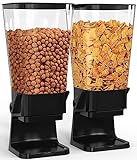 Retail Blade - Cereal & Dry Food Dispenser 2 Pack – Stores & Preserves Freshness – Easy Dispensing For Cereal, Candy, Pasta, Rice, Oatmeal, Snacks, Dog Food, & More. Sleek Design For Home Kitchen Organization. Holds 5L, 2 Pack, Black