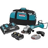 Makita XAG12PT1 5.0Ah 18V X2 LXT Lithium-Ion 36V Brushless Cordless 7' Paddle Switch Cut-Off/Angle Grinder Kit, with Electric Brake , Blue