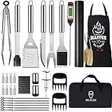 Grill Utensils Set,BBQ Grilling Accessories, Grill Set Gifts for Men Grill Tools, MUJUZE Barbeque with Apron, Stainless Steel Grill Kit Set Gifts for Men or Dad (Style 1)