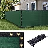 Amgo 4' x 50' Green Fence Privacy Screen, Commercial Standard Heavy Duty Windscreen with Bindings & Grommets, 90% Blockage, Cable Zip Ties Included (We Make Custom Size)