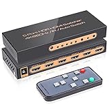 (Newest Version) ROOFULL 5 Port 4K HDMI Switch 4K@60Hz 5 in 1 Out HDMI Switcher Selector with Remote, Auto-Switching Dolby Vision/Atmos HDR10 HDCP2.2 3D CEC for PS5/4 Xbox Switch Roku Fire TV