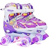 Cunmucu Kids Roller Skates Girls Gifts – 4 Sizes Adjustable Toddler Roller Girls Skates Outdoor Indoor for Youth and Children, Patines para Niñas with Light up Wheels